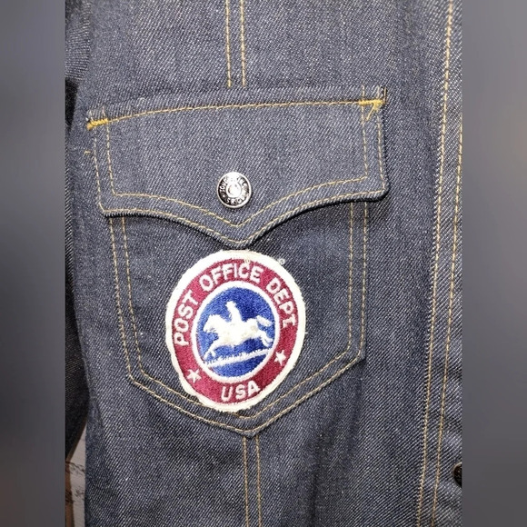 Vintage 70s Sears Put On Shop Denim Jacket Size 16 Youth Patched Trucker Jean - Picture 3 of 9